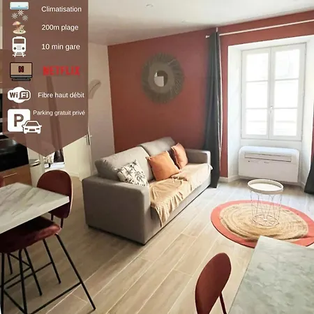 Sublime T2/ Cosy/ Clim/ Parking/plage Апартаменти Мантон